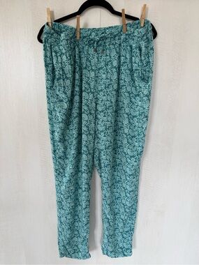 Serra Teal Floral Swim Coverup Pants | Beach Vacation Essential